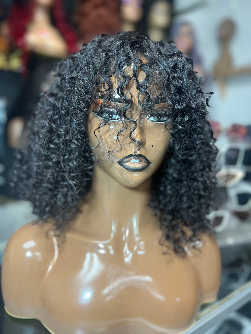 Curly bang wig