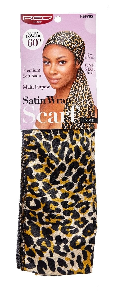 Leopard print satin wrap scarf