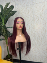 Load image into Gallery viewer, Burgundy 4x4 Transparent Lace Closure Wig
